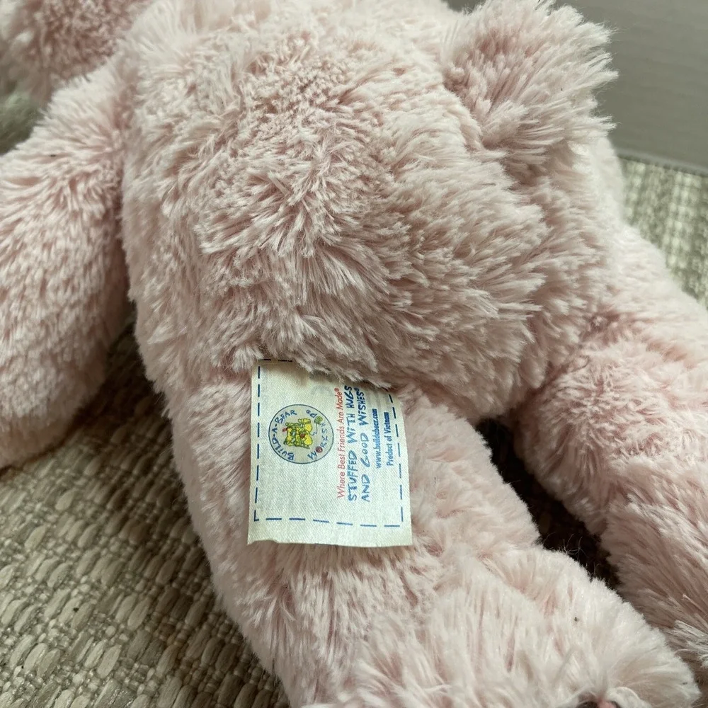 Build A Bear Pink Plush Teddy‎ Bear with Heart Accents on Feet and Ears